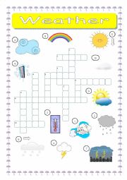 English Worksheet: Weather Crossword