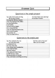 Grammar quiz - simple present/simple past