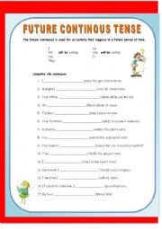 English Worksheet: future continous