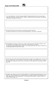 English Worksheet: Angry Birds: Angry and the Beanstalk Part 1 (cut, order and paste)