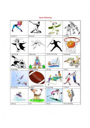 English Worksheet: SPORTS PICTIONARY