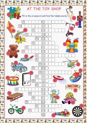 English Worksheet: At the Toy Shop Crossword Puzzle