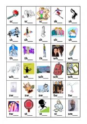 English Worksheet: Diagraphs and Triagraphs Flashcard set 4