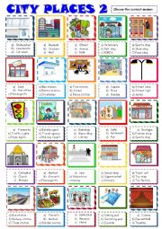 English Worksheet: City places:Multiple choice 2