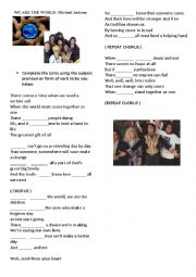 English Worksheet: We are the world 