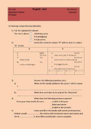 English Worksheet: TEST N1 second year (tunisian pupils)