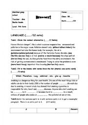 English Worksheet: mid term test 9th form