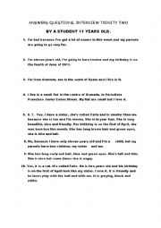 English Worksheet: TRINITY GRADE 2   ANSWERS    WORKSHEET 