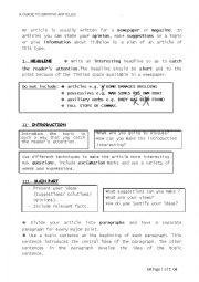 English Worksheet: HOW TO WRITE AN ARTICLE?