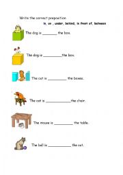 English Worksheet: prepositions of place