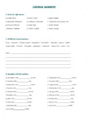 English Worksheet: Practice Sheet Ordinal Numbers