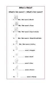 English Worksheet: His / Her