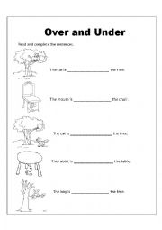 under over worksheets worksheet esl