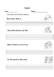 English Worksheet: Unscramble the sentences