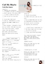 English Worksheet: CALL ME MAYBE 