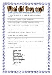 English Worksheet: What did they say?
