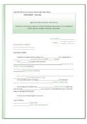 English Worksheet: letter of application