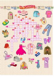 English Worksheet: Clothes - Crossword puzzle