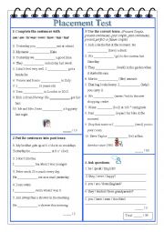 English Worksheet: Placement / Diagnostic Test