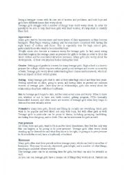 English Worksheet: being a teenager comes with its own worries