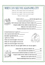 English Worksheet: WHEN CAN I SEE YOU AGAIN