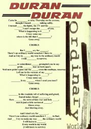 English Worksheet: DURAN DURAN, ORDINARY WORLD song