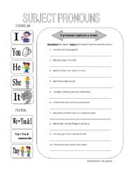 English Worksheet: Subject pronouns