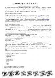 English Worksheet: DUMPSTER DIVING MOVEMENT