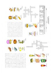 English Worksheet: food word search