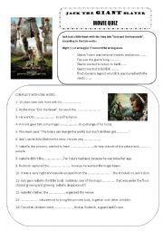 English Worksheet: JACK AND THE GIANT SLAYER