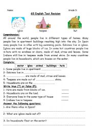 English Worksheet: Grade 3 test revision 2