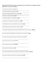 English Worksheet: Transformation Sentences 