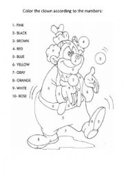 English Worksheet: Color the clown