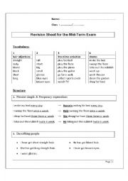 English Worksheet: Revision Sheet
