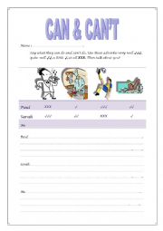English Worksheet: Can or Cant