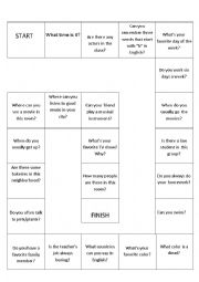 English Worksheet: Basic Review Board Game