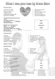 English Worksheet: WHEN I WAS  YOUR MAN