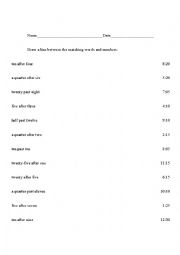 English Worksheet: Time Vocabulary Matching: After and Past