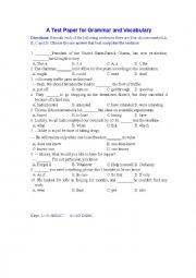 English Worksheet: A Test Paper for Grammar and Vocabulary
