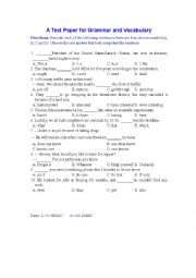 A Test Paper for Grammar and Vocabulary