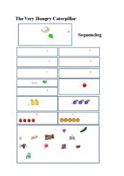 English Worksheet: The very hungry caterpillar-sequencing