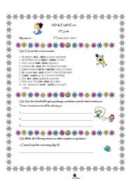 English Worksheet: 7th grade comprehension + grammar exam