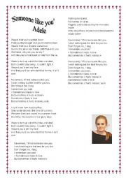 English Worksheet: Someone lik you                   Adele