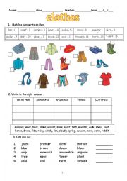 English Worksheet: Clothes