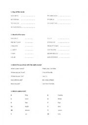 English Worksheet: Days, Months, Numbers