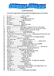 English Worksheet:  MIXED COMPARATIVES AND SUPERLATIVES