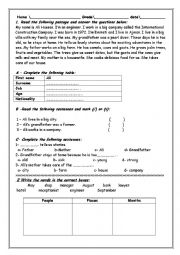 English Worksheet: diagnostic test