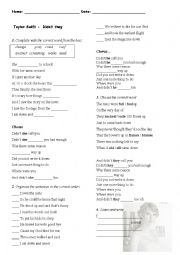 English Worksheet: Song Didnt they - Taylor Swift