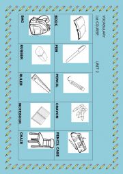 English Worksheet: SCHOOL OBJECTS