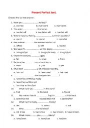 Present Perfect Test